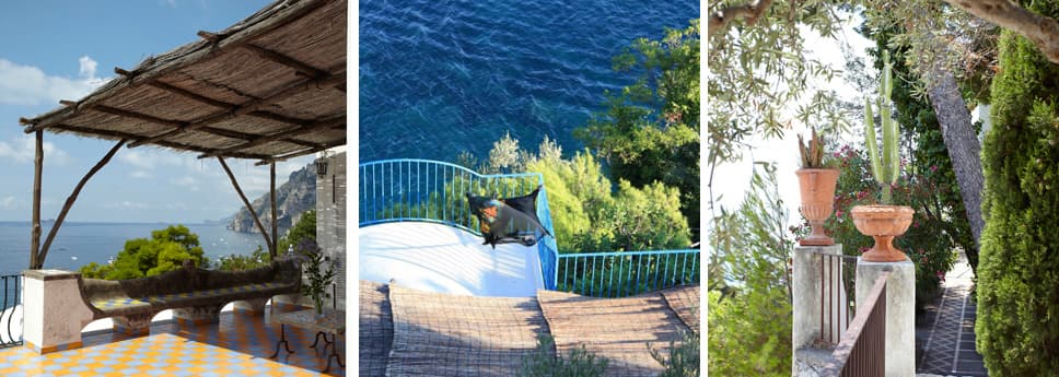 A sea-view terrace surrounded by greenery