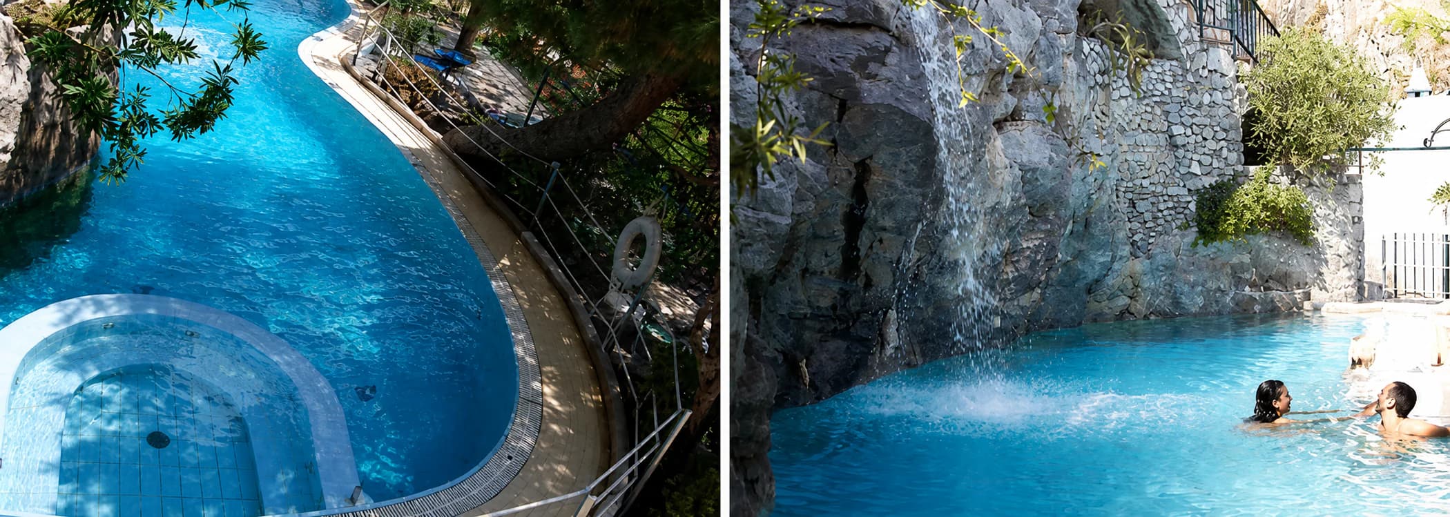 Two views of the curved seawater pool